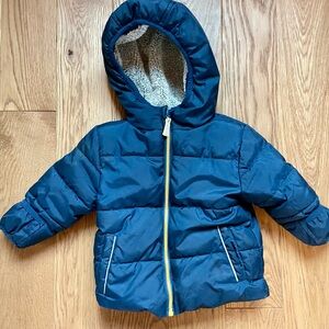 Navy Blue Hooded Puffer Jacket